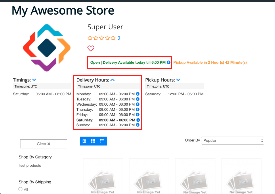 Delivery availability information